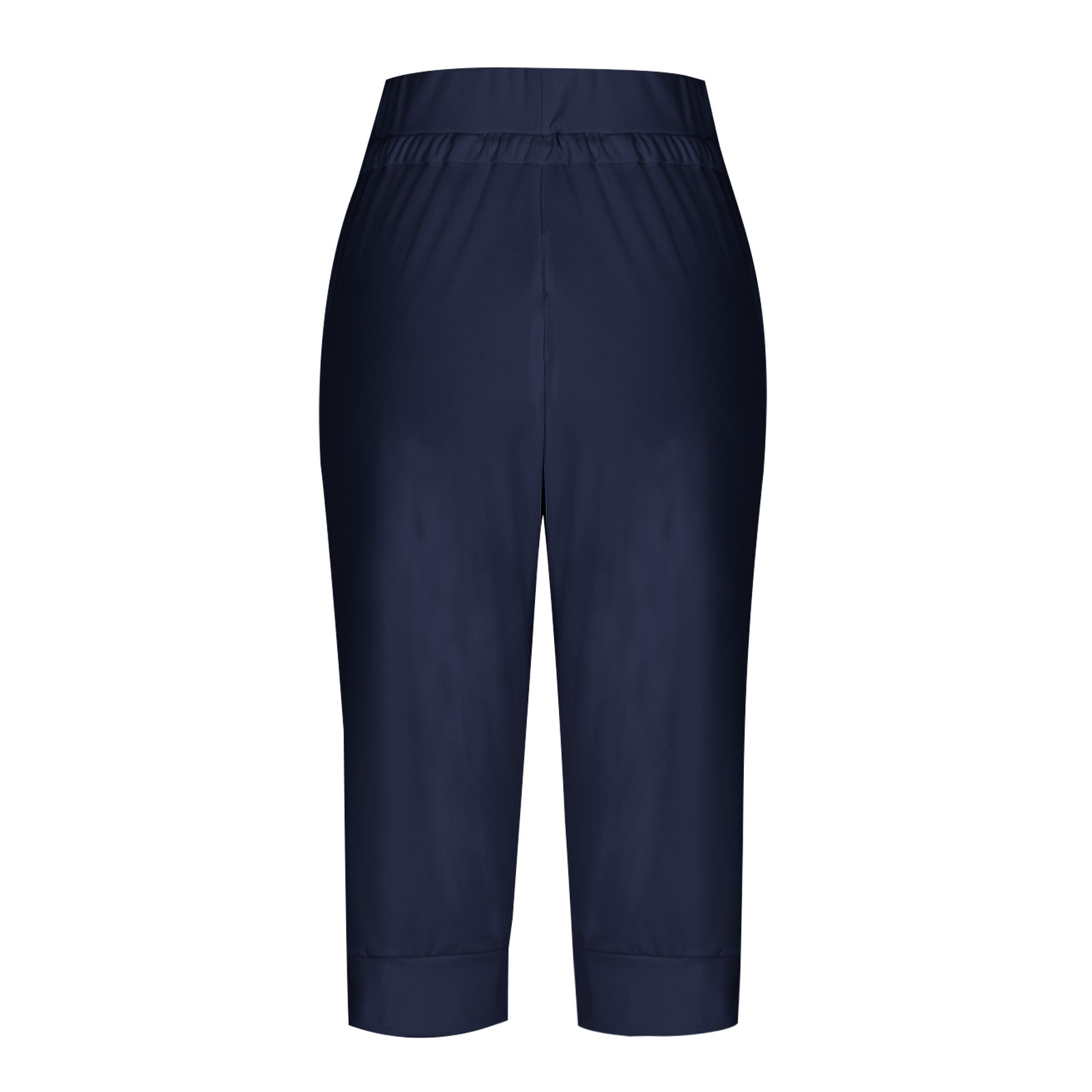 thumbnail image 5 of Pantalones de mujer de largo 3/4 con cintura elástica - Pantalones deportivos informales para yoga con bolsillos - Mezcla de algodón, tallas reales, S-XXXL, 5 of 5